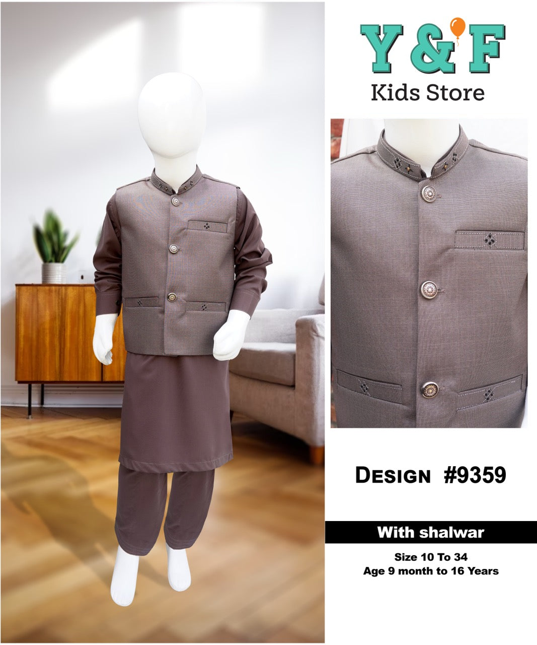 Boys Kurta Shalwar with waistcoat- #9359
