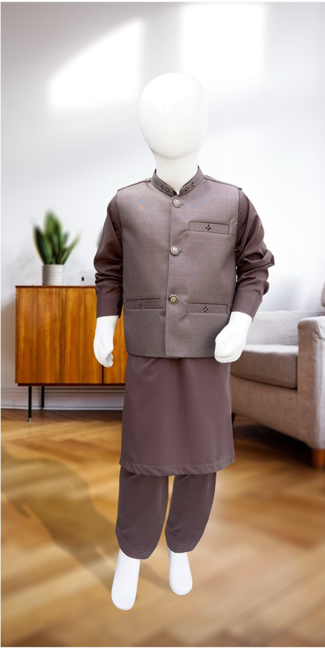 Boys Shalwar Kameez with Waistcoat- 9359