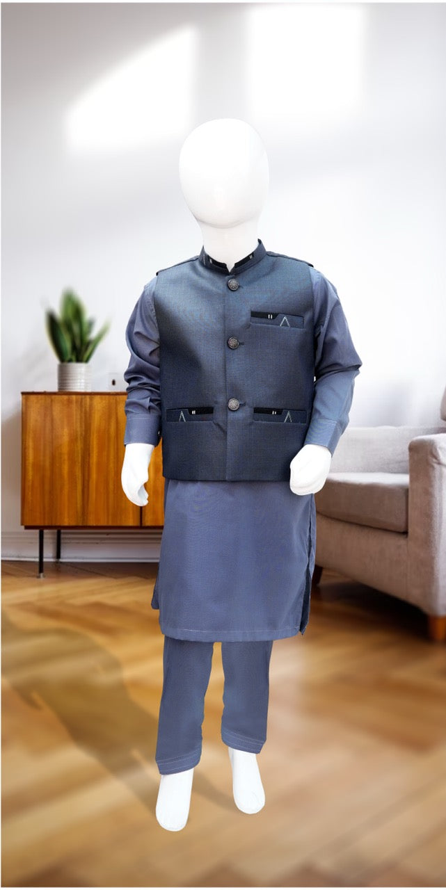 Boys Shalwar Kameez with Waistcoat - 9361