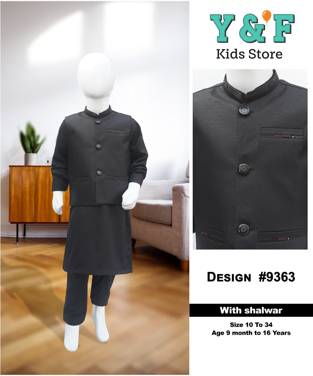 Boys Kurta Shalwar with waistcoat- #9363