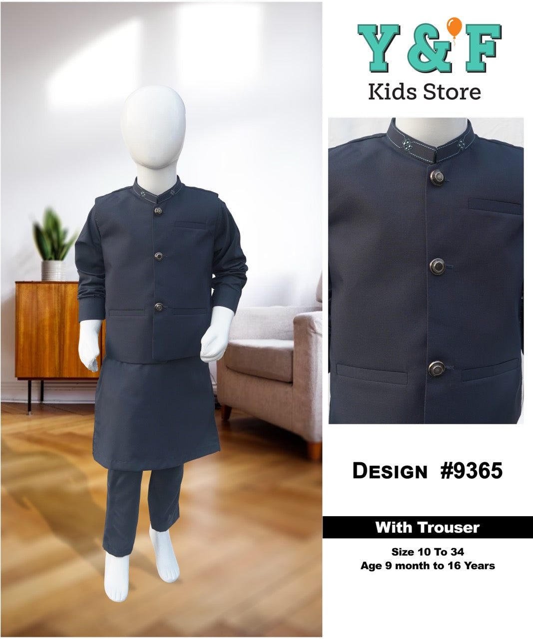 Boys Kurta Trouser With Waistcoat - #9365