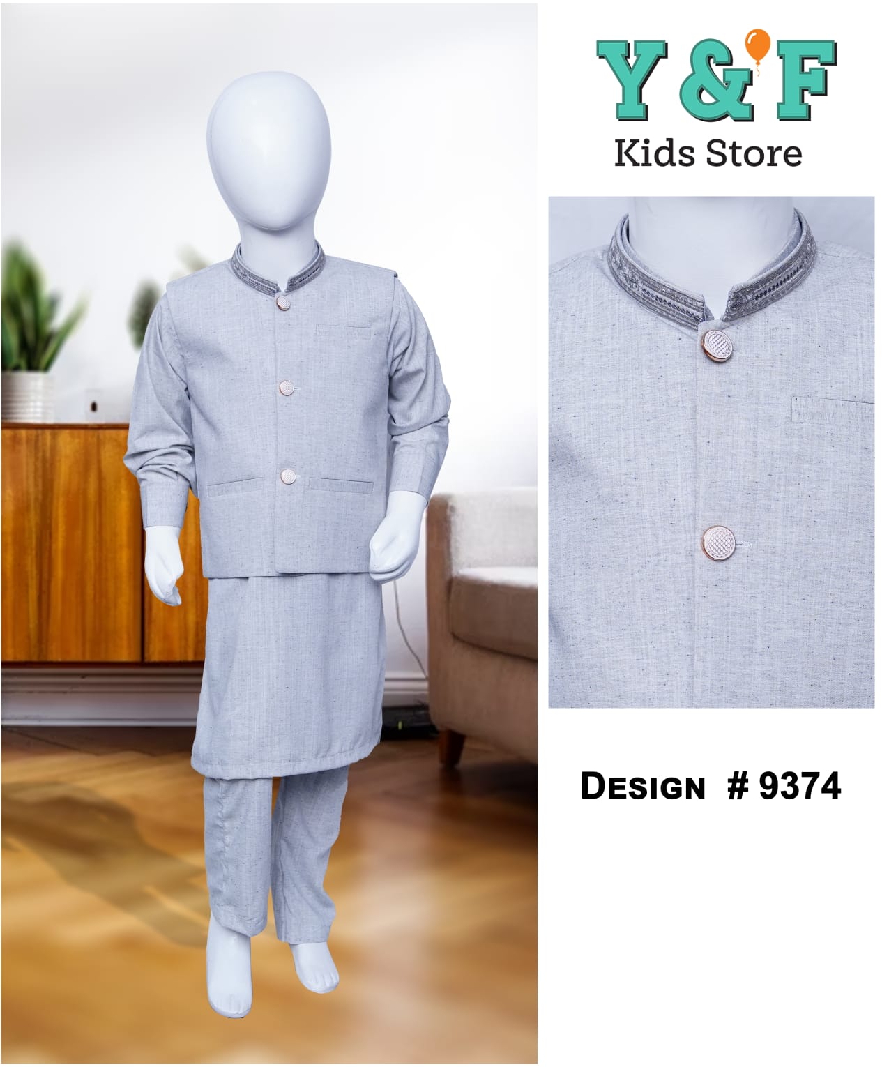 Boys Kurta Pajama With Waistcoat - 9374