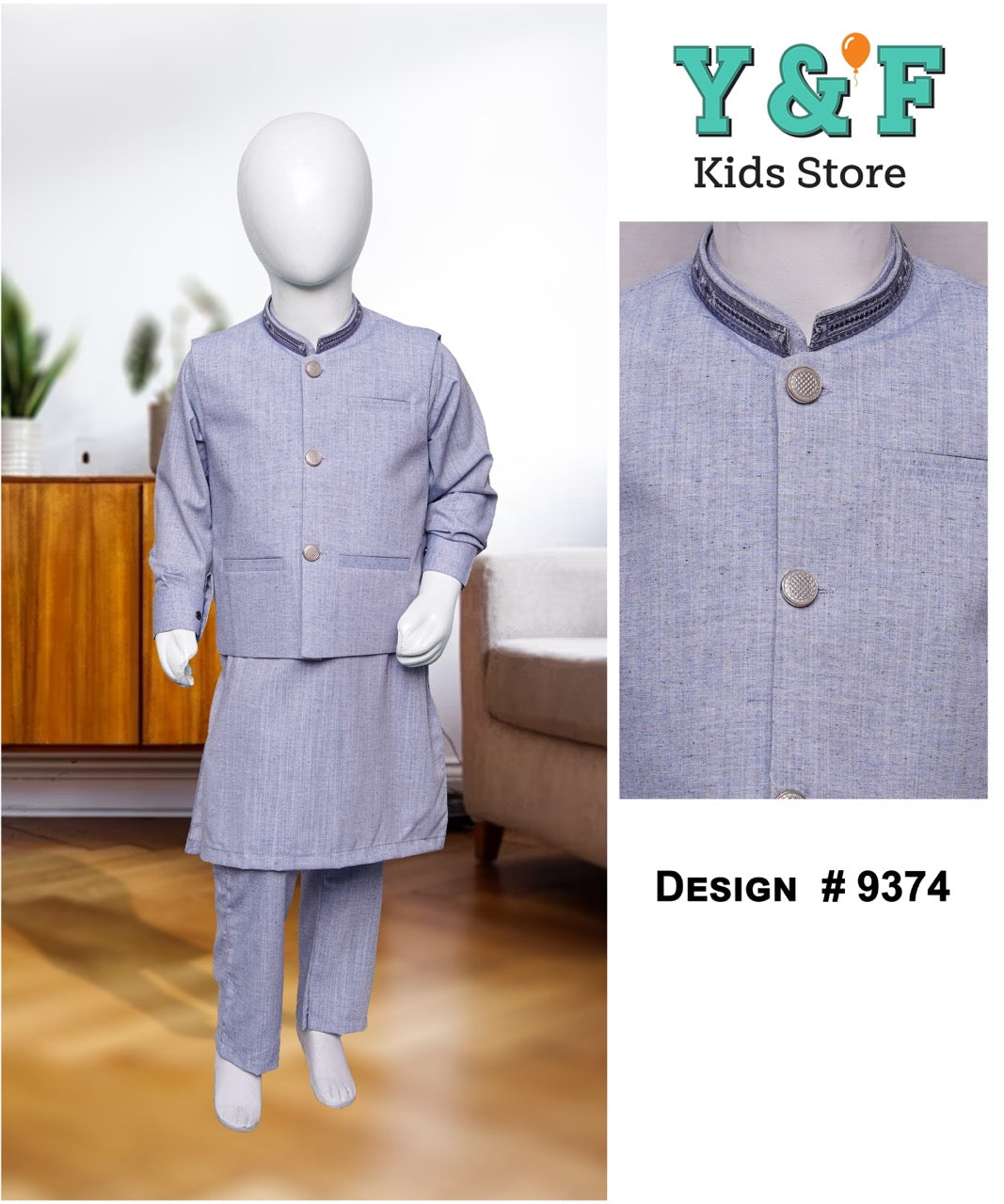 Boys Kurta Pajama With Waistcoat - 9374