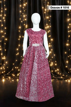 Girls Maxi Maroon With Sleeves Attached - 1016