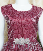 Girls Maxi Maroon With Sleeves Attached - 1016