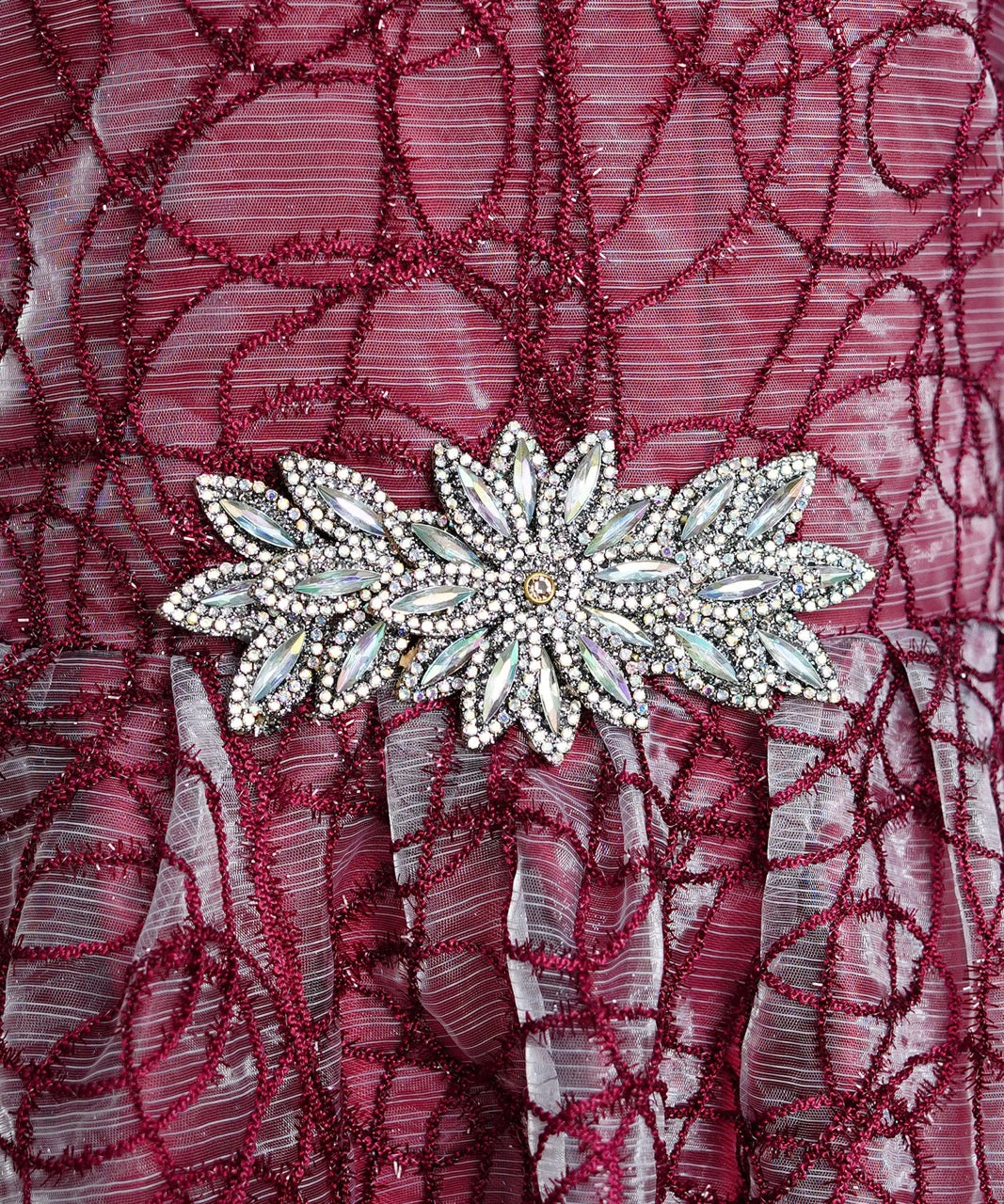 Girls Maxi Maroon With Sleeves Attached - 1016