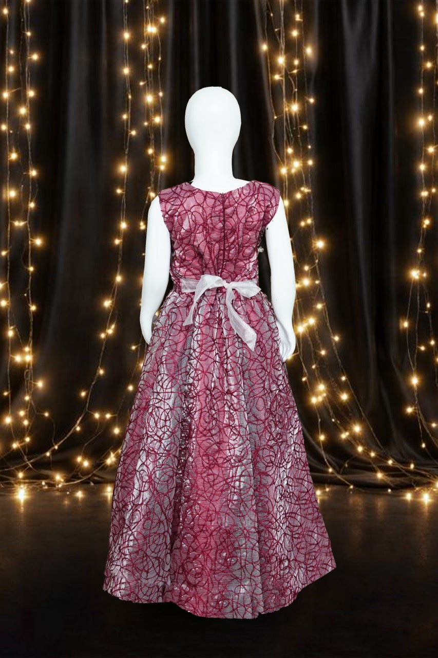 Girls Maxi Maroon With Sleeves Attached - 1016