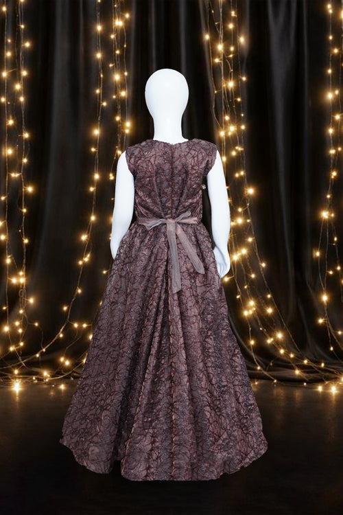 Girls Maxi Brown With Sleeves Attached - 1016