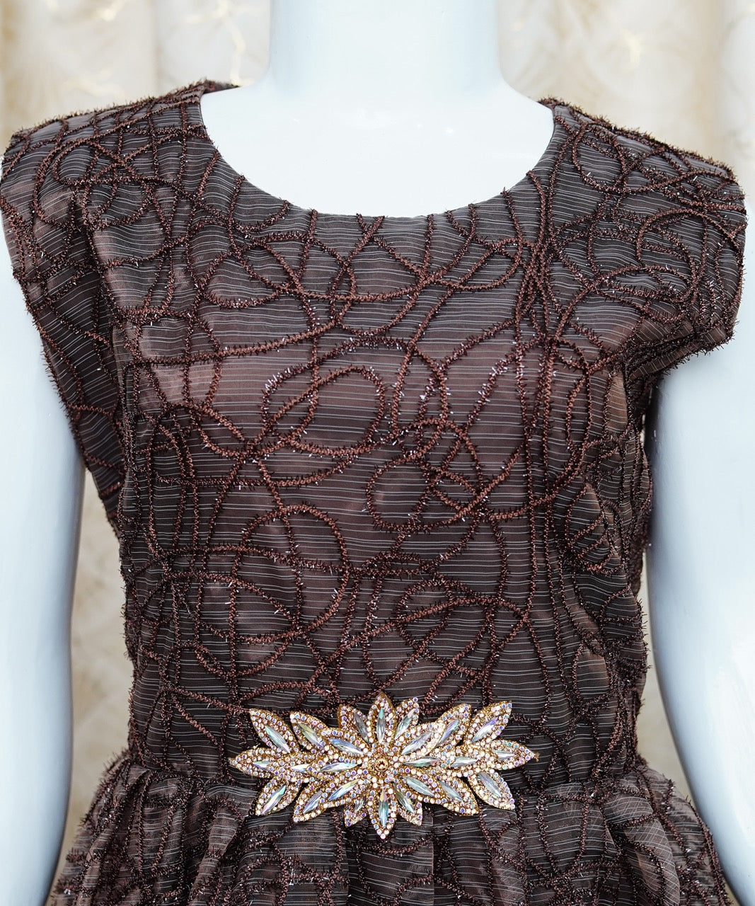 Girls Maxi Brown With Sleeves Attached - 1016