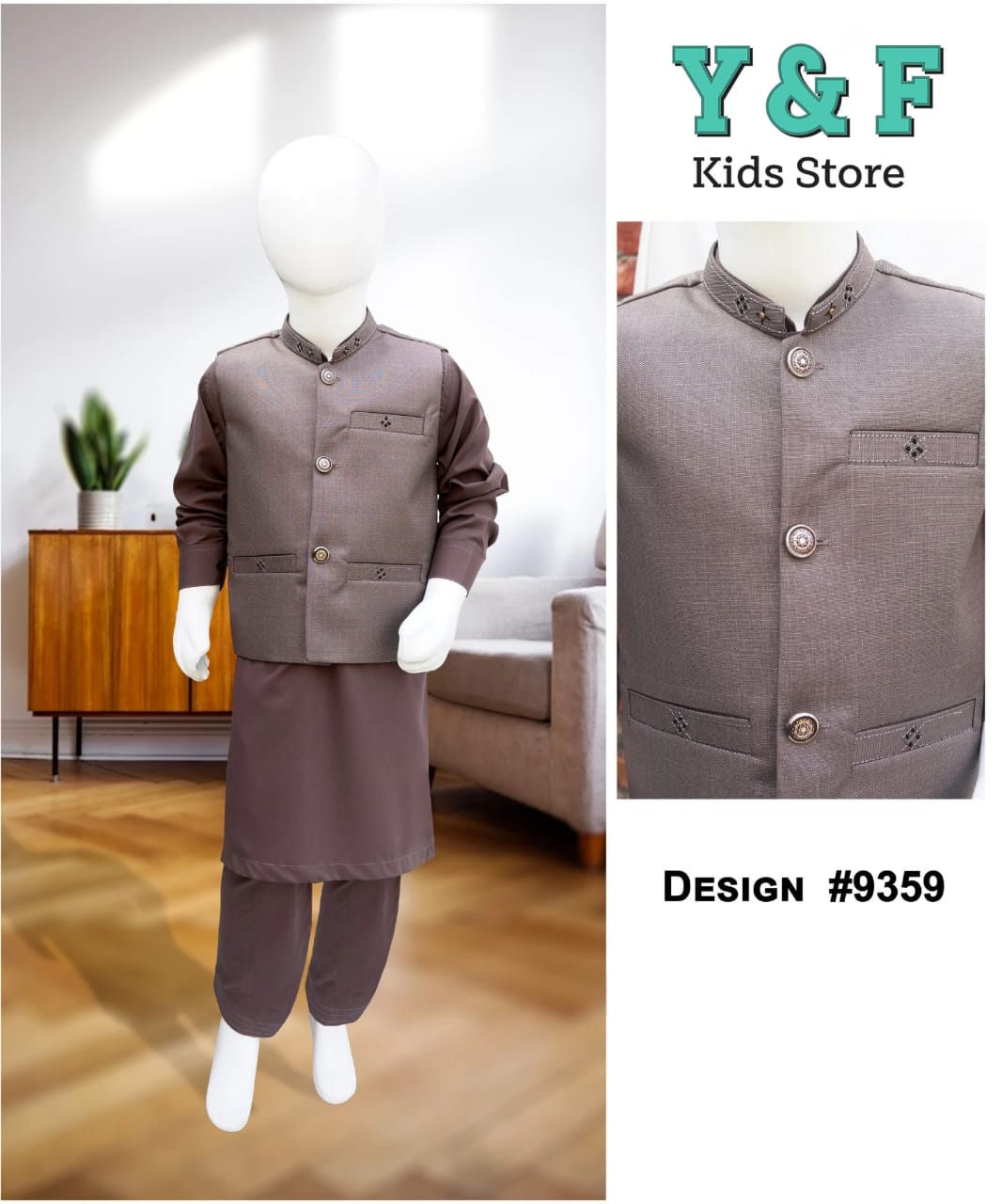 Boys Shalwar Kameez with Waistcoat- 9359