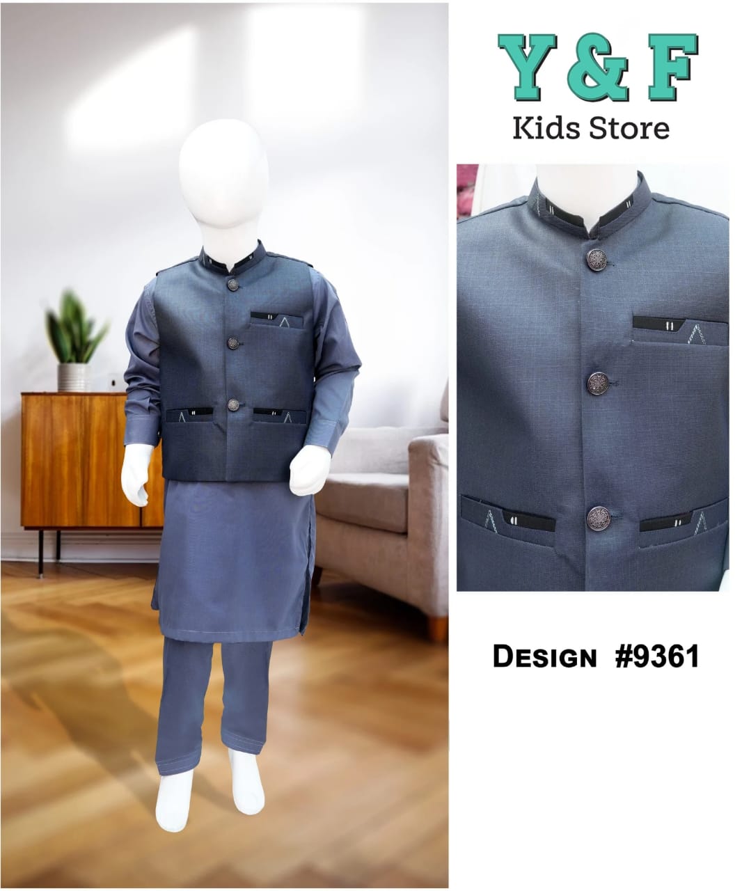 Boys Shalwar Kameez with Waistcoat - 9361