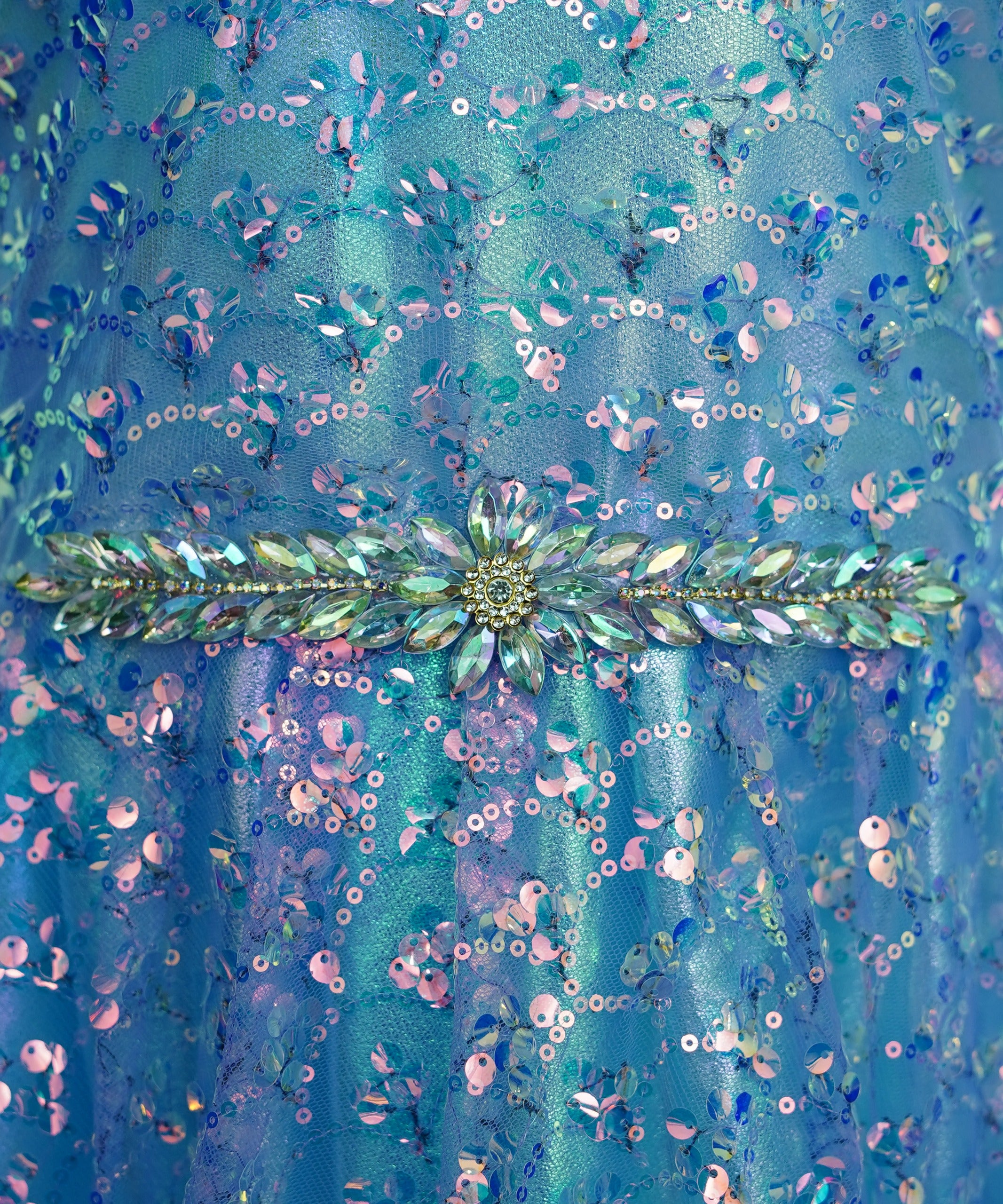 Girls Maxi Blue With Sleeves Attached - 1022