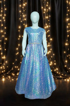 Girls Maxi Blue With Sleeves Attached - 1022