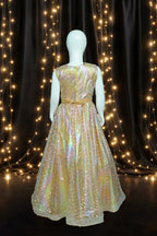 Girls Maxi Golden With Sleeves Attached - 1022