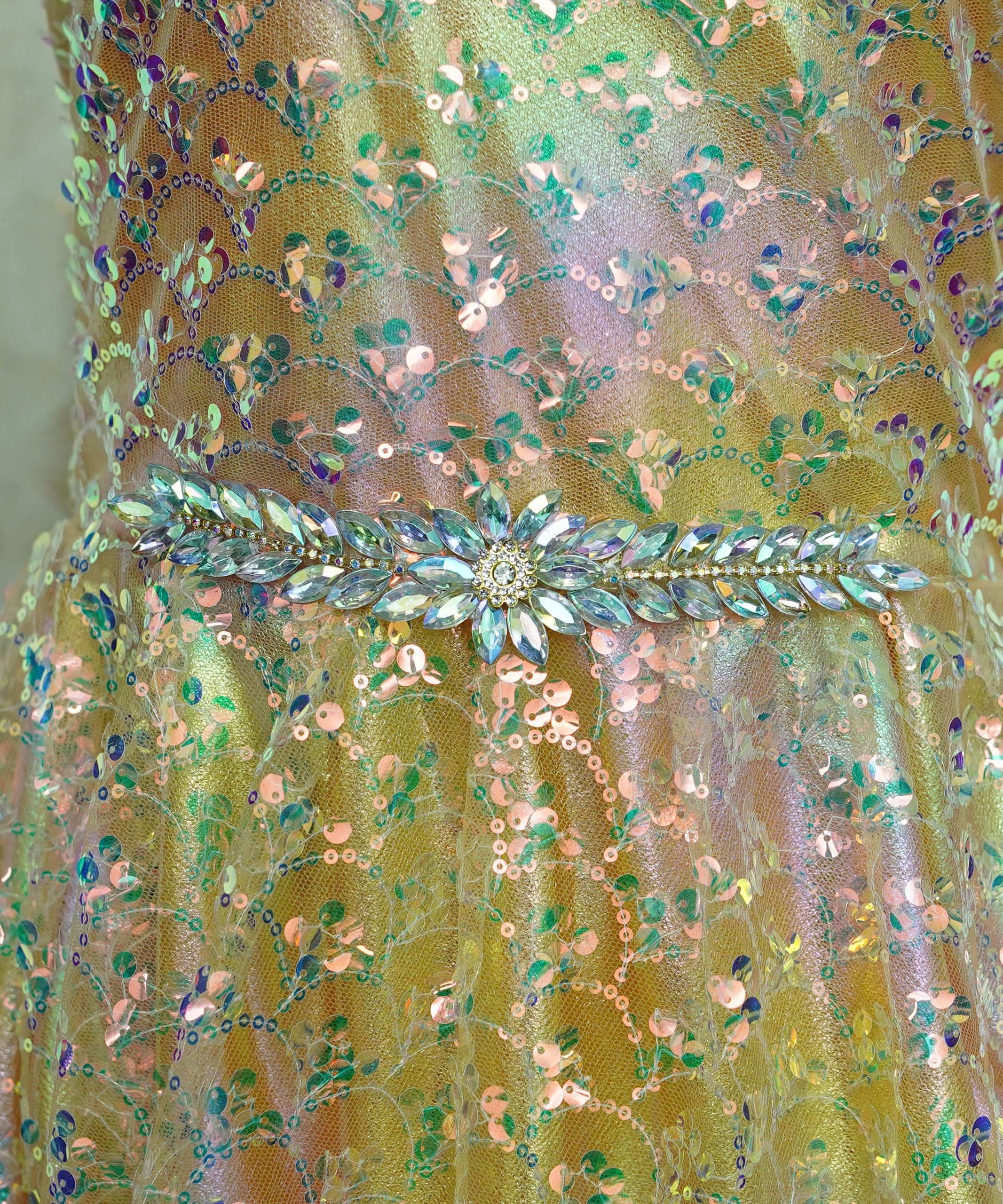 Girls Maxi Golden With Sleeves Attached - 1022