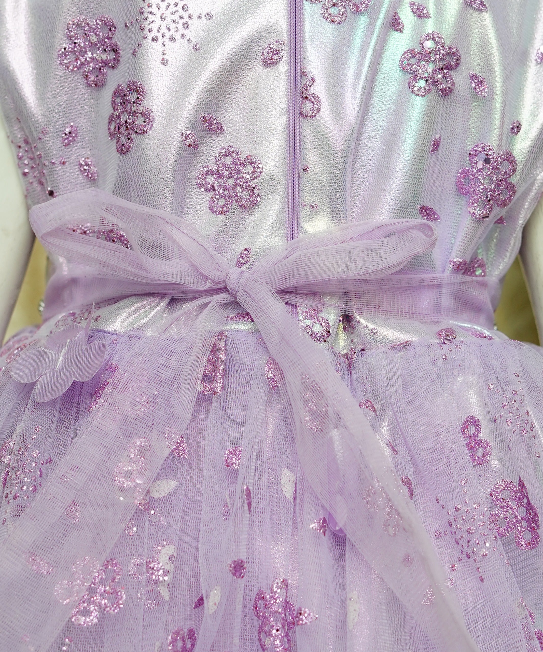 Girls Frock Purple With Sleeves Attached - 1020