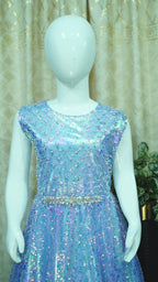 Girls Maxi Blue With Sleeves Attached - 1022