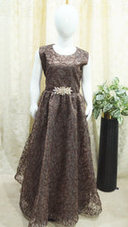 Girls Maxi Brown With Sleeves Attached - 1016