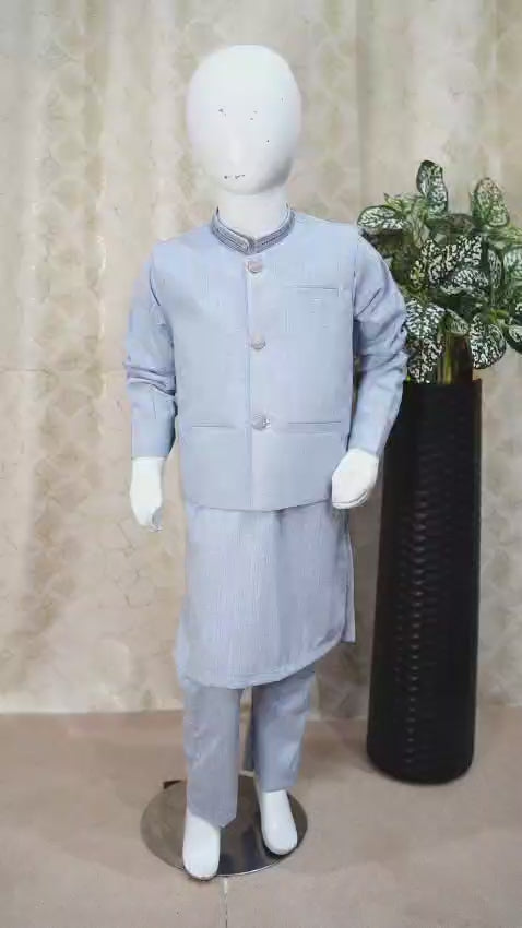 Boys Kurta Pajama With Waistcoat - 9374